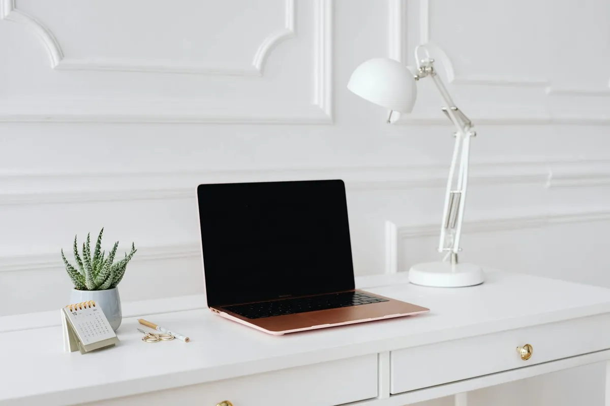 A modern laptop on a desk